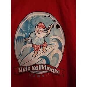Hawaii  Mele Kalikimaka Short Sleeve  5xl Excellent Red Surfing Christmas A105